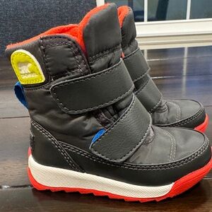 NWOT Sorel Kids Black and Red Snow Boots